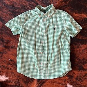 Polo size 7 green gingham